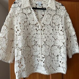 Cream Crochet Lace Top